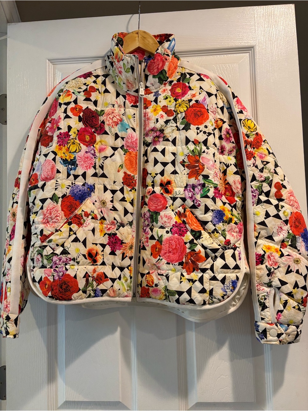 Floral Quilted womens free people Jacket - White Multicolor